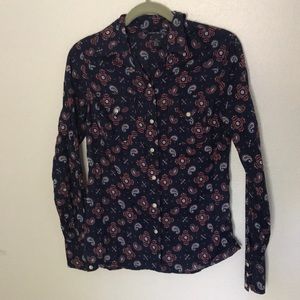 Lucky brand paisley button down shirt blue purple